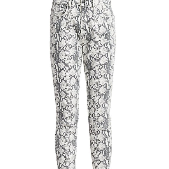 Frame Ali High-Rise Cigarette Python-Print Jeans - Picture 2 of 9